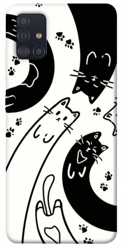 Чехол itsPrint Черно-белые коты для Samsung Galaxy A51