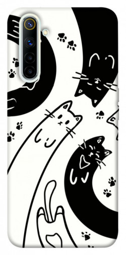 Чехол itsPrint Черно-белые коты для Realme 6