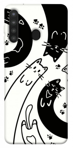 Чехол itsPrint Черно-белые коты для Samsung Galaxy A21