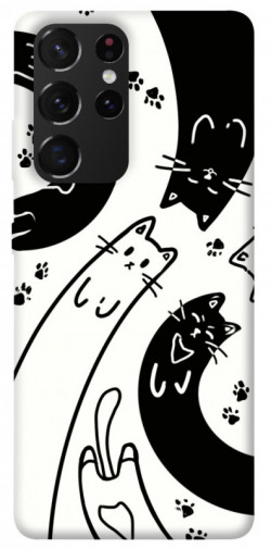 Чехол itsPrint Черно-белые коты для Samsung Galaxy S21 Ultra