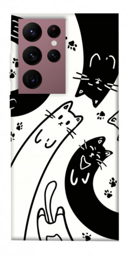 Чехол itsPrint Черно-белые коты для Samsung Galaxy S22 Ultra