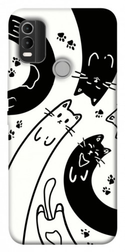 Чехол itsPrint Черно-белые коты для Nokia C21 Plus