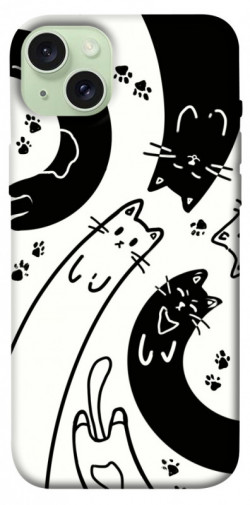 Чехол itsPrint Черно-белые коты для Apple iPhone 15 Plus (6.7")
