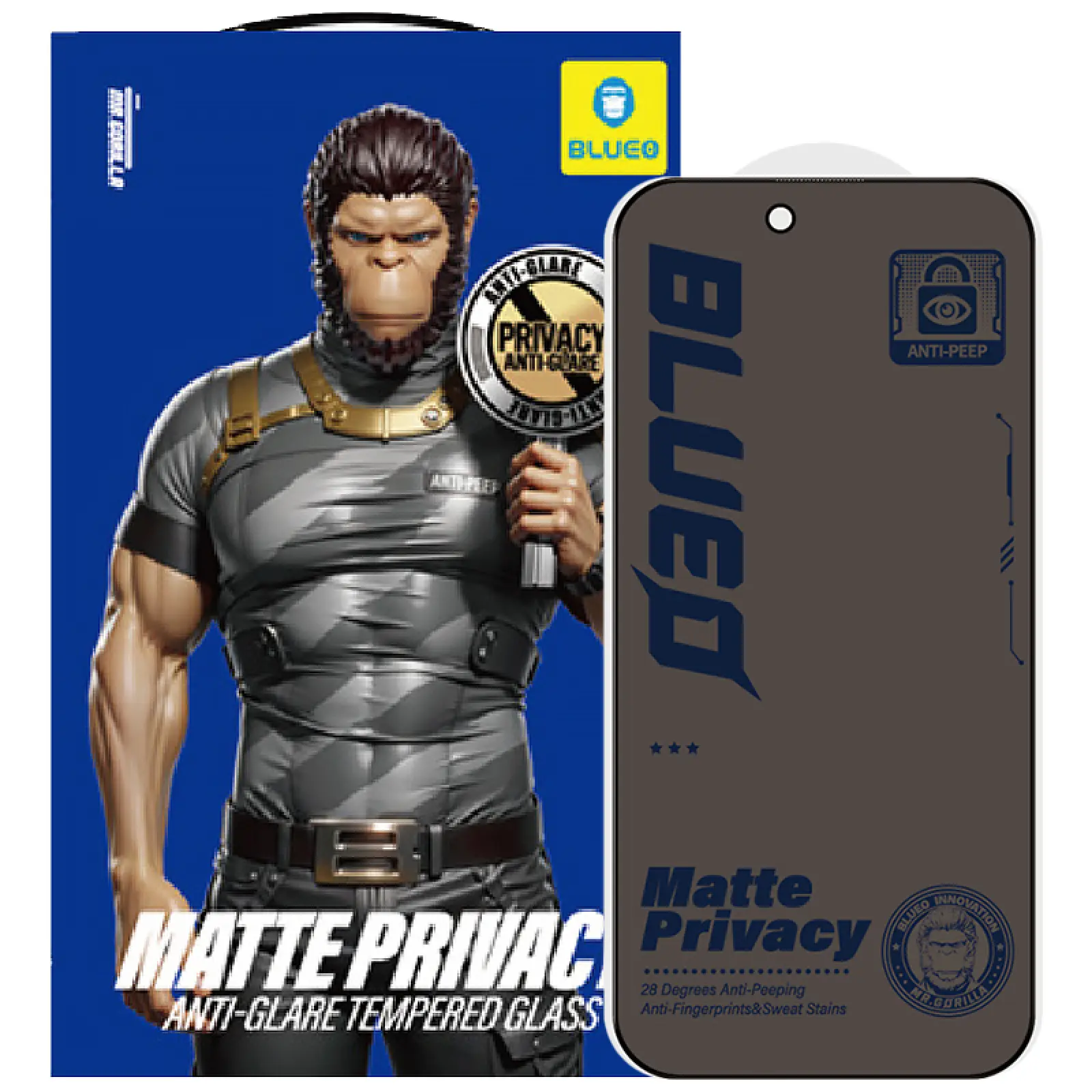 Защитное 2.5D стекло Blueo Full Cover Anti-Peep Matte для Apple iPhone 17 / 17 Pro (6.3"), Закаленное стекло, купить оптом с доставкой