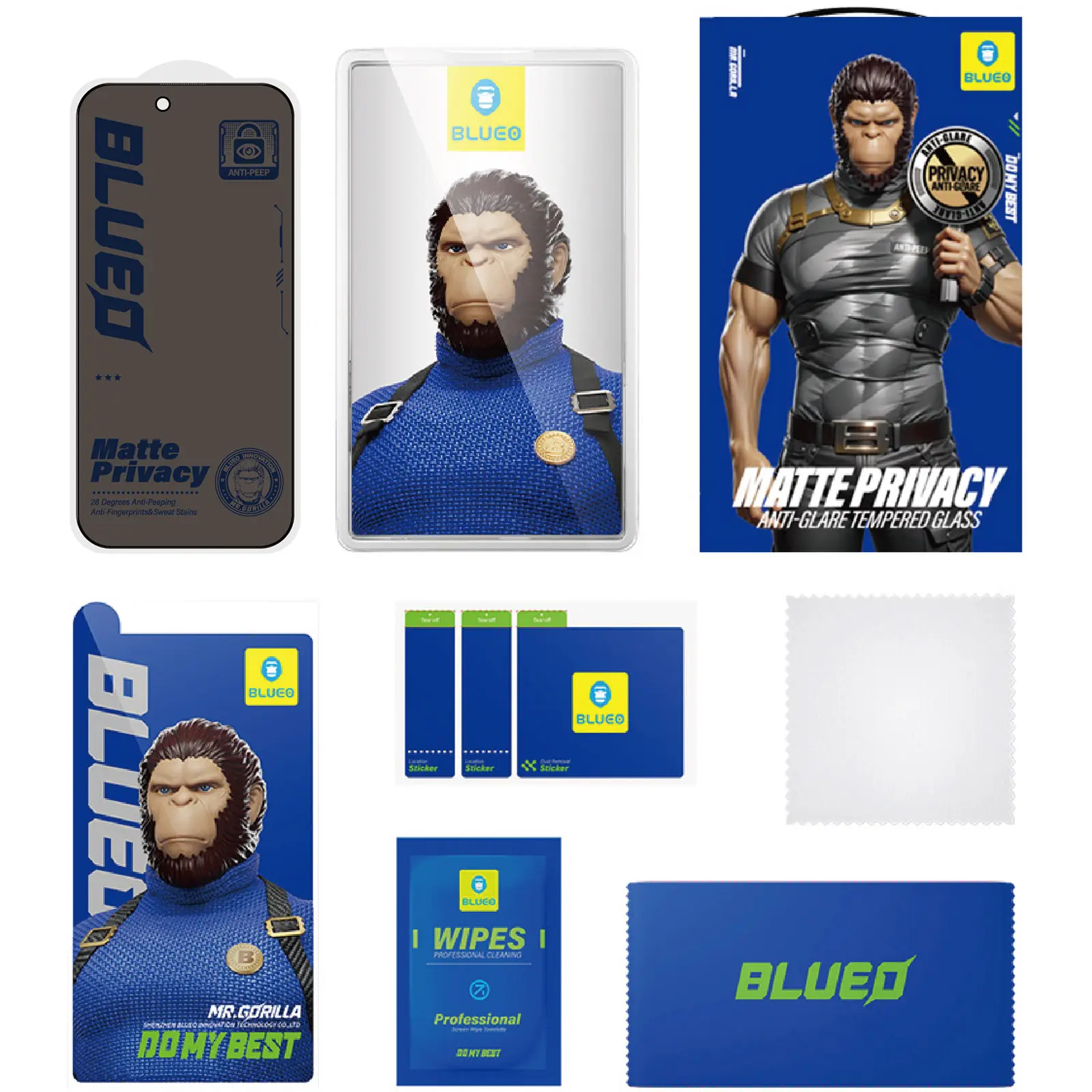 Защитное 2.5D стекло Blueo Full Cover Anti-Peep Matte для Apple iPhone 17 Air (6.5"), Черный 3, Закаленное стекло, купить оптом с доставкой