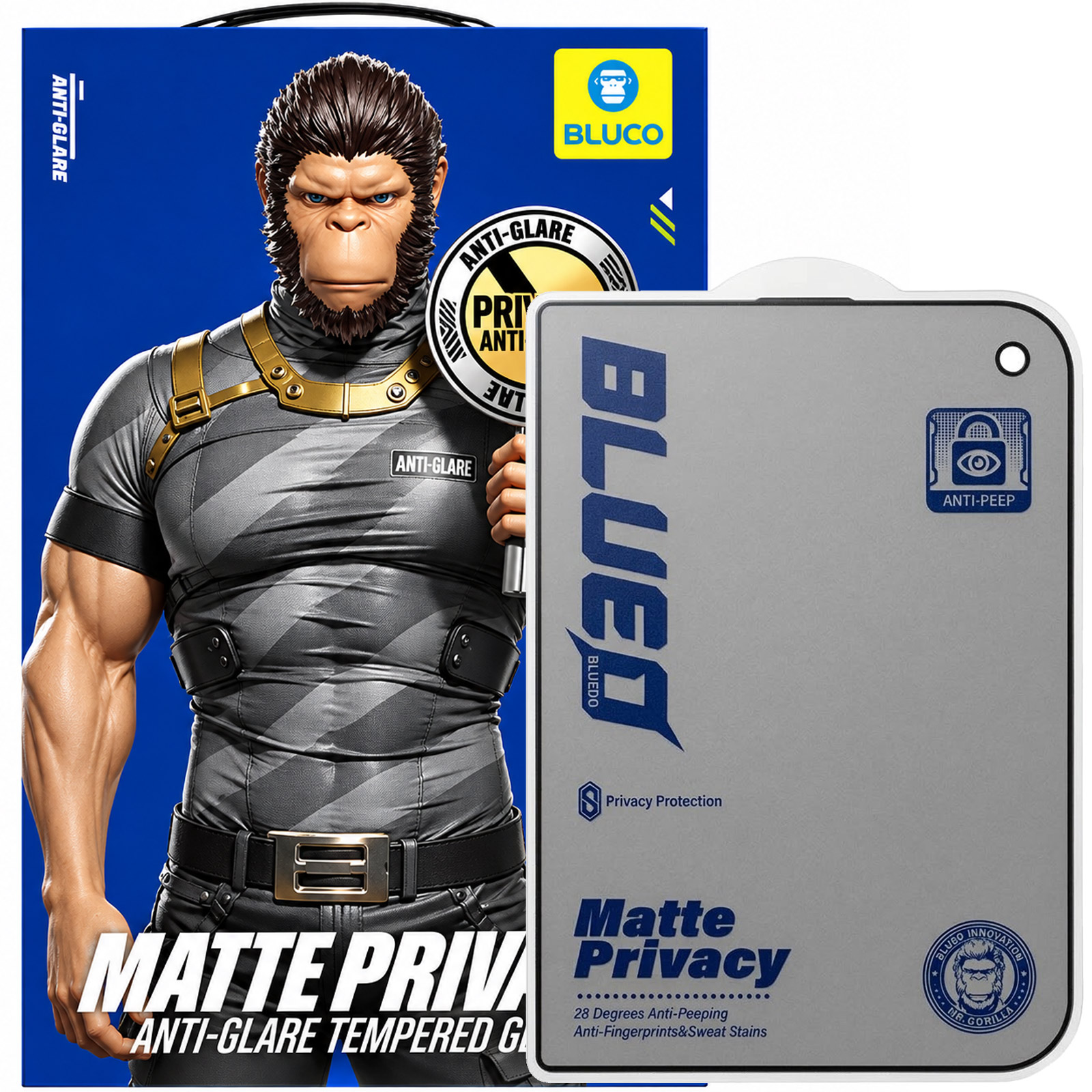 Защитное 2.5D стекло Blueo Full Cover Anti-Peep Matte для Apple iPhone Duo (5.4"), Черный, Закаленное стекло, купить оптом с доставкой