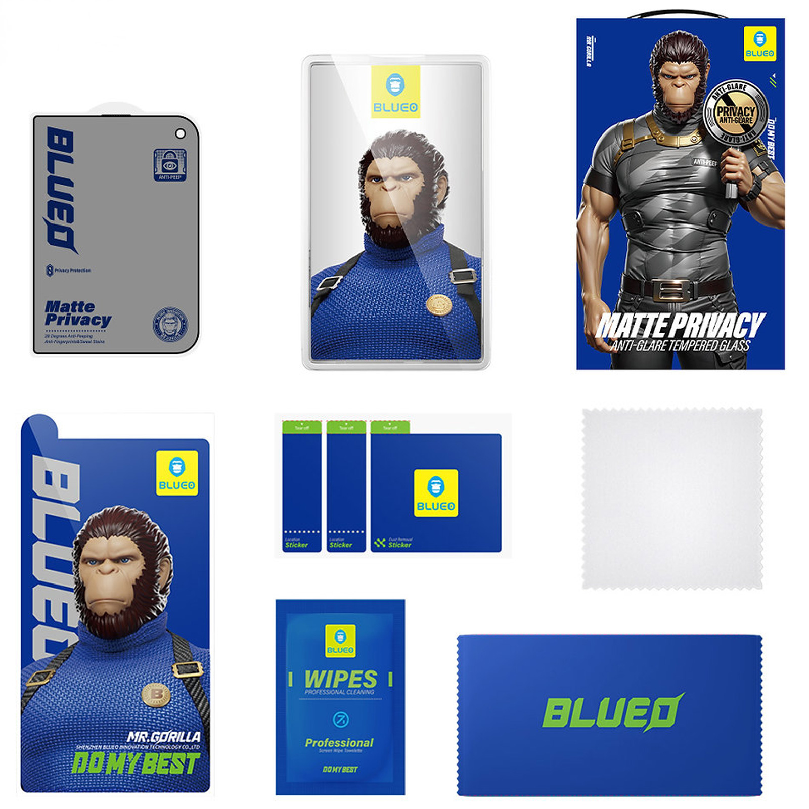 Защитное 2.5D стекло Blueo Full Cover Anti-Peep Matte для Apple iPhone Duo (5.4"), Черный 2, Закаленное стекло, купить оптом с доставкой