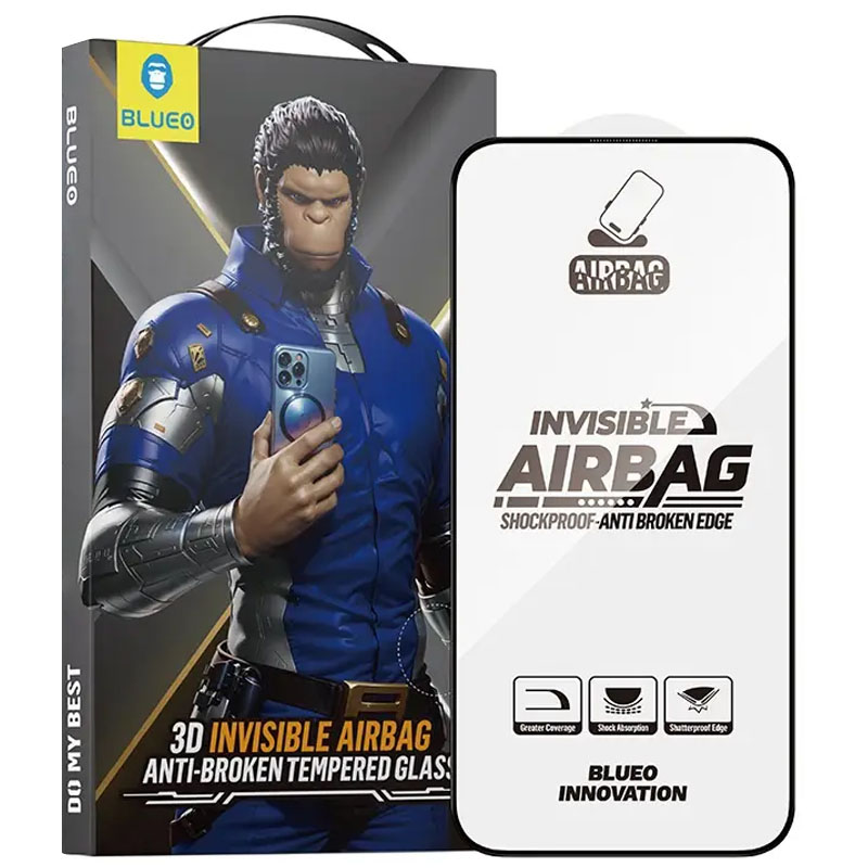 Уценка Защитное 3D стекло Blueo Invisible Airbag Anti-broken для Apple iPhone 17 Pro Max (6.9"), Вскрытая упаковка / Черный, Закаленное стекло, купить оптом с доставкой