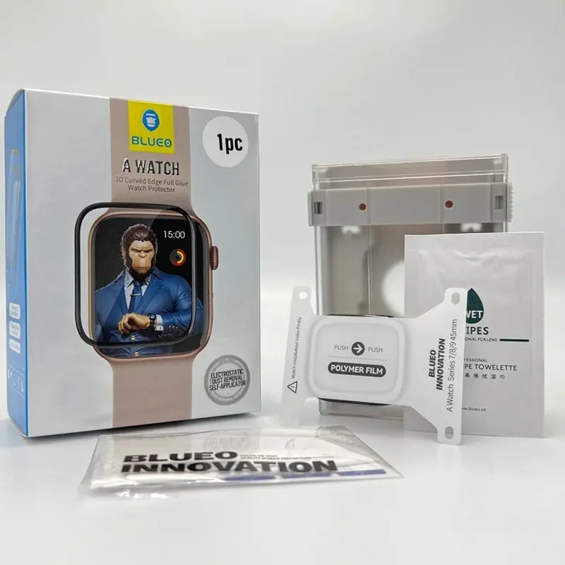 Полимерная 3D пленка Blueo High-Molecule для Apple Watch 10/11 46mm (+ аппликатор), Черный 1, Пленка, купить оптом с доставкой