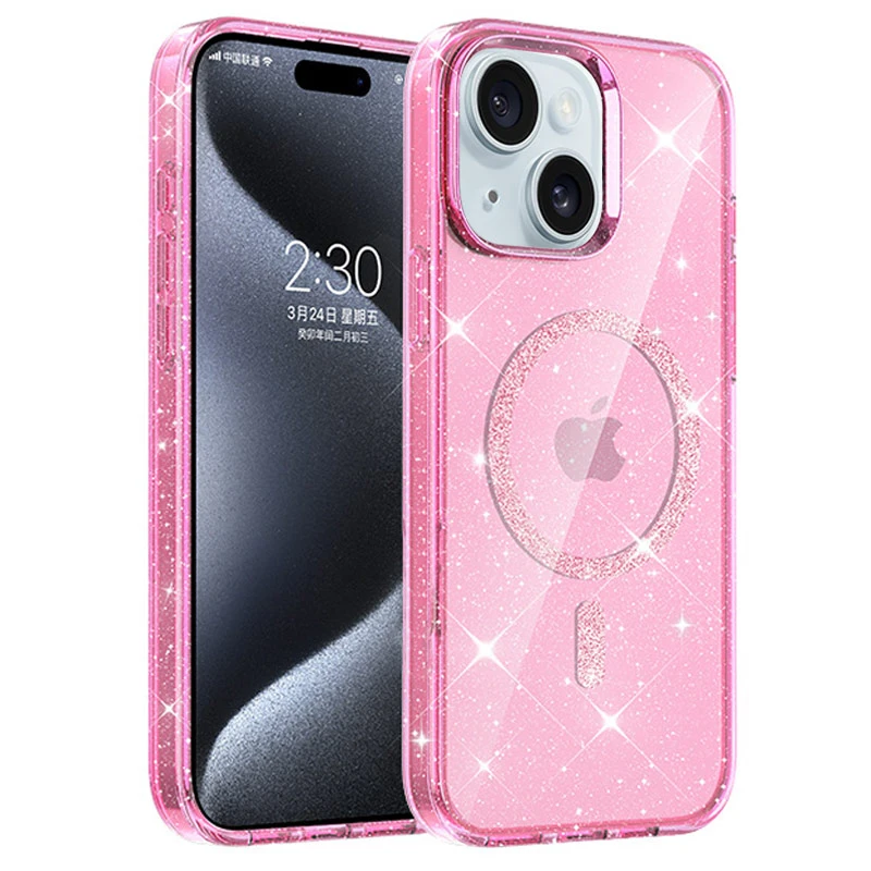 Чехол TPU Eclipse Sparkle Magnetic Fit для Apple iPhone 14 / 13 (6.1"), Pink, TPU, купить оптом с доставкой