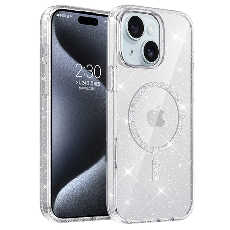 Чохол TPU Eclipse Sparkle Magnetic Fit для Apple iPhone 15 (6.1"), Clear, TPU, купити оптом з доставкою