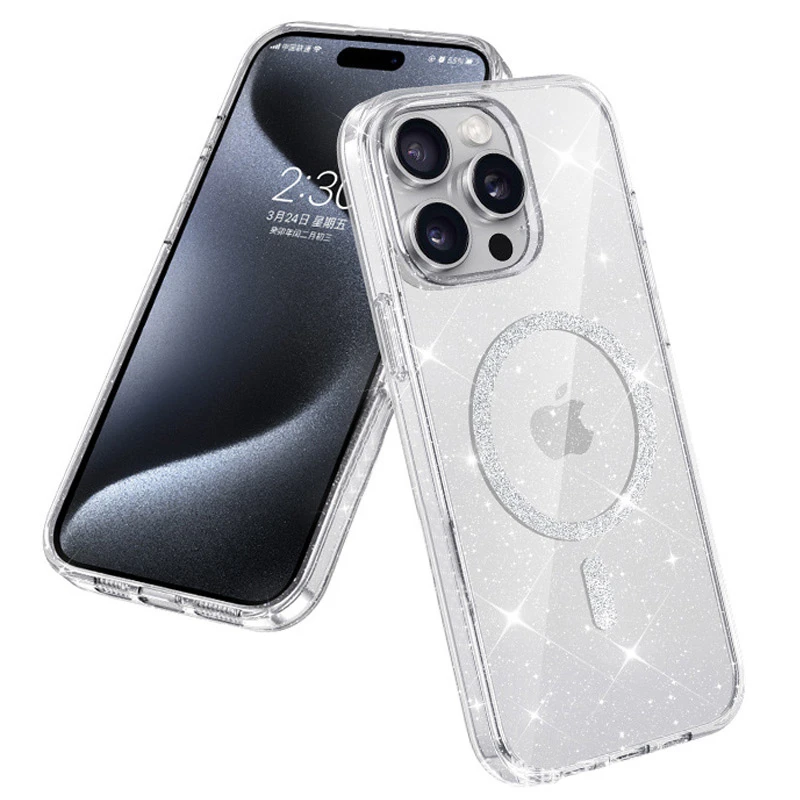 Чехол TPU Eclipse Sparkle Magnetic Fit для Apple iPhone 15 Pro (6.1"), Clear 1, TPU, купить оптом с доставкой