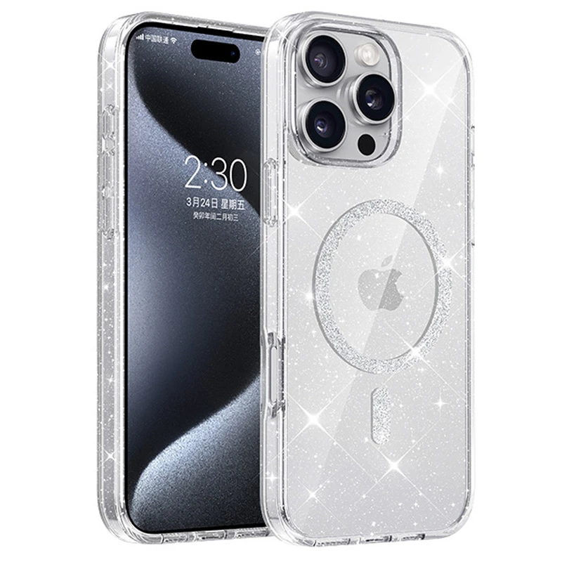 Чохол TPU Eclipse Sparkle Magnetic Fit для Apple iPhone 16 Pro (6.3"), Clear, TPU, купити оптом з доставкою