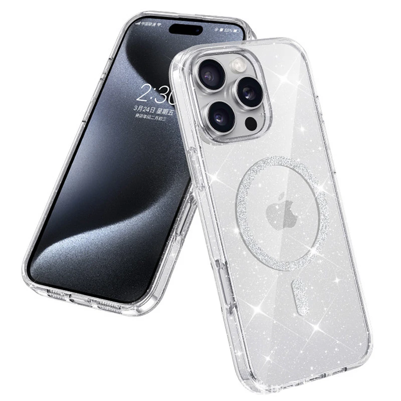 Чохол TPU Eclipse Sparkle Magnetic Fit для Apple iPhone 16 Pro (6.3"), Clear 1, TPU, купити оптом з доставкою