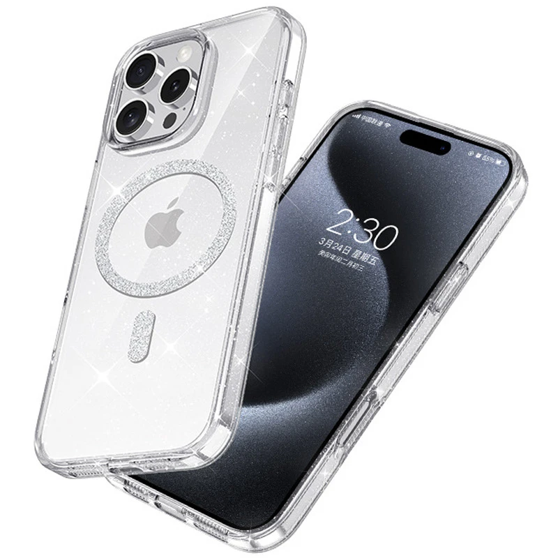 Чохол TPU Eclipse Sparkle Magnetic Fit для Apple iPhone 16 Pro (6.3"), Clear 6, TPU, купити оптом з доставкою