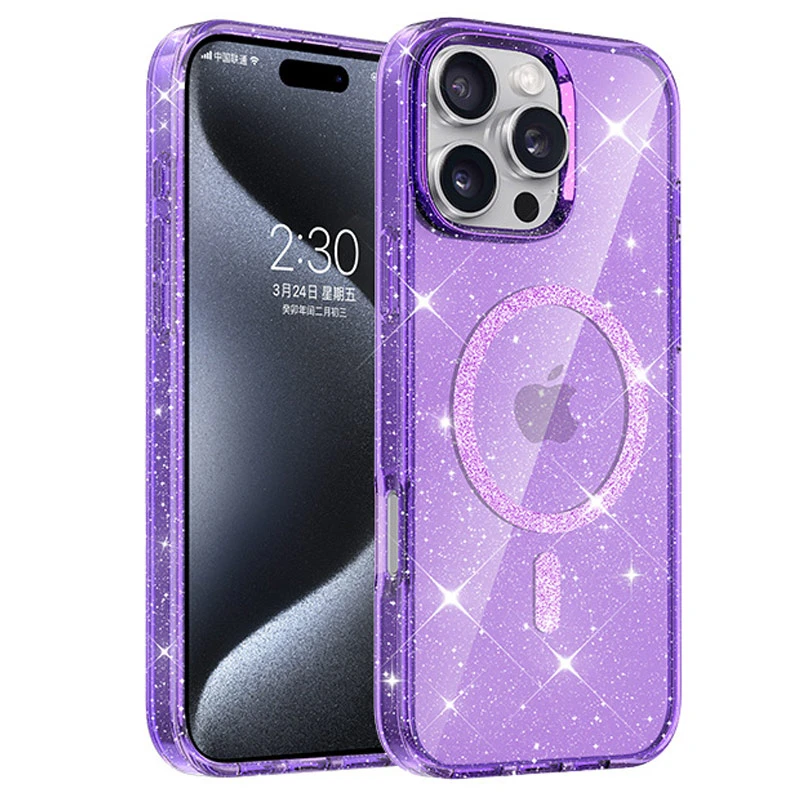 Чохол TPU Eclipse Sparkle Magnetic Fit для Apple iPhone 16 Pro (6.3"), Purple, TPU, купити оптом з доставкою