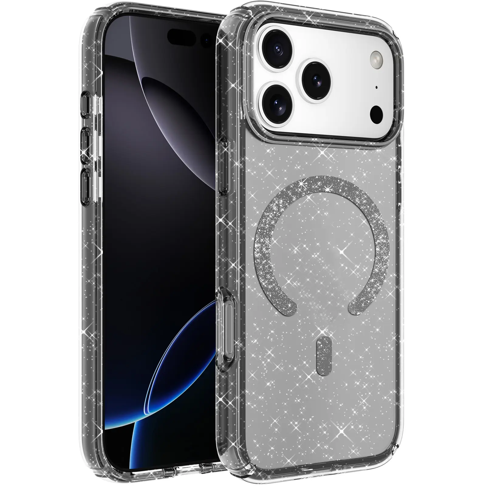 Чехол TPU Eclipse Sparkle Magnetic Fit для Apple iPhone 17 Pro Max (6.9"), Black, TPU, купить оптом с доставкой