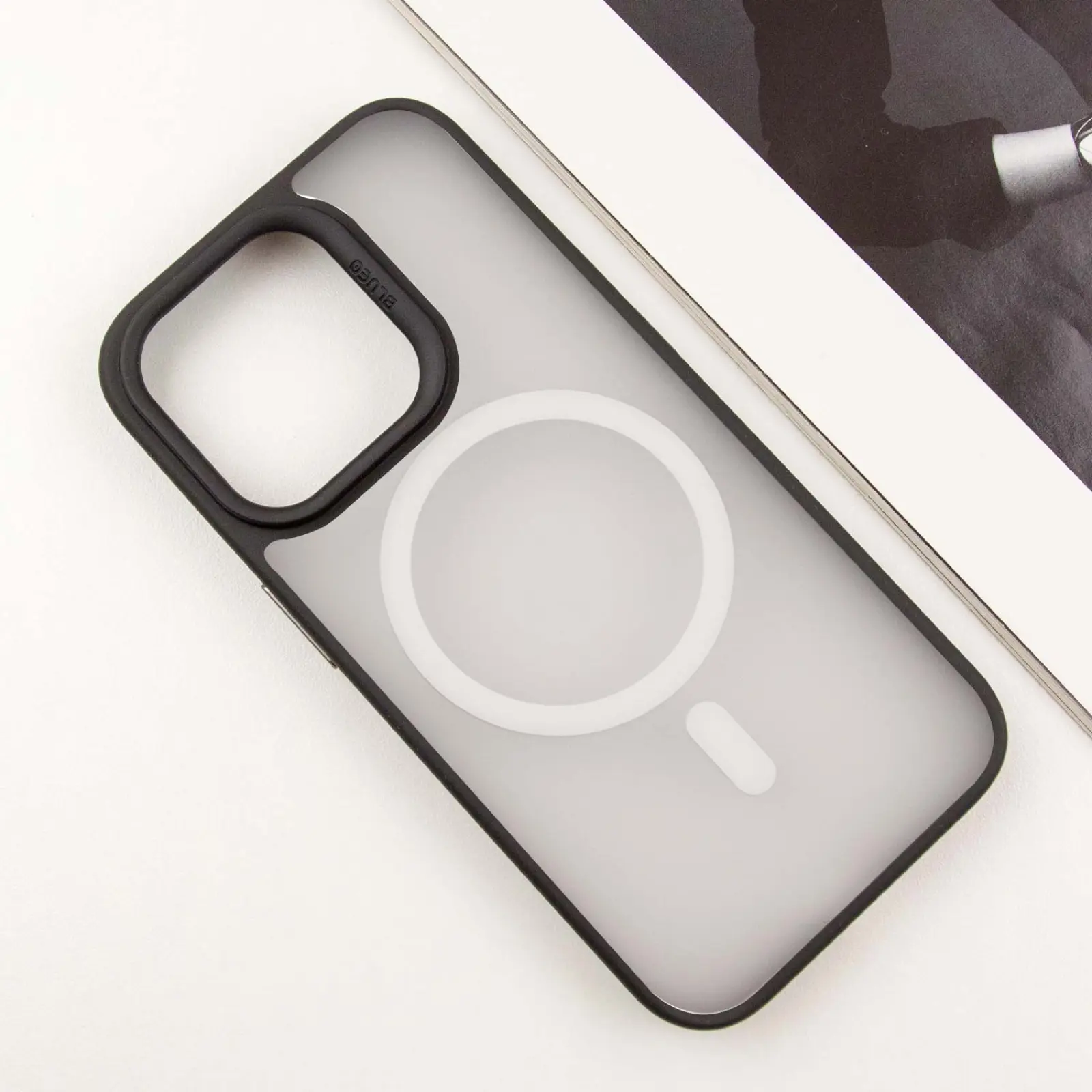 TPU+PC чехол Blueo Skin Friendly Frosted with MagSafe для Apple iPhone 16 Pro Max (6.9"), Черный / Белое кольцо 1, TPU+PC, купить оптом с доставкой