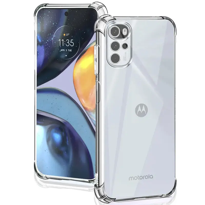 TPU чехол GETMAN Ease logo усиленные углы Full Camera для Motorola Moto G22, Бесцветный (прозрачный), TPU, купить оптом с доставкой