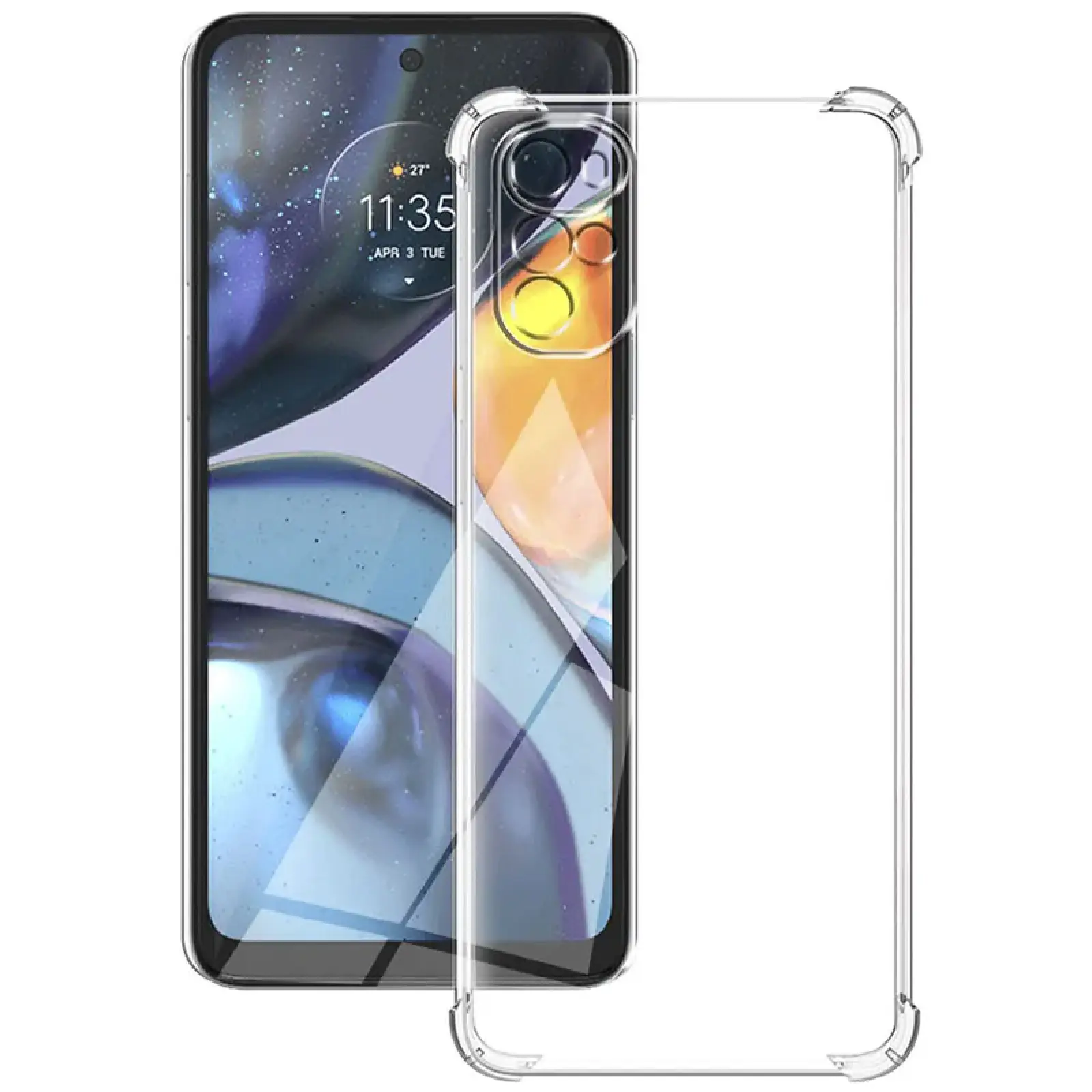 TPU чехол GETMAN Ease logo усиленные углы Full Camera для Motorola Moto G22, Бесцветный (прозрачный) 3, TPU, купить оптом с доставкой