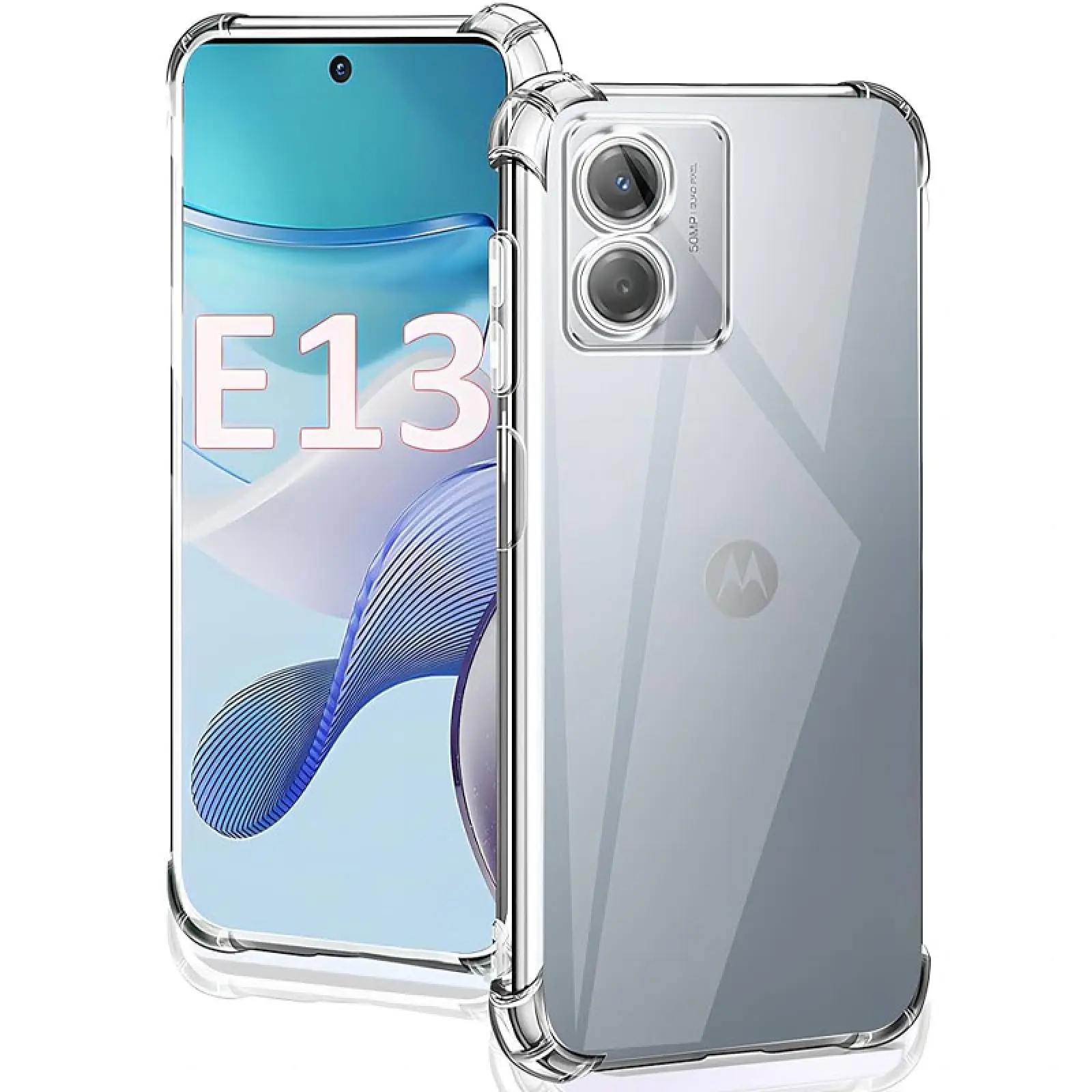 TPU чехол GETMAN Ease logo усиленные углы Full Camera для Motorola Moto E13, Бесцветный (прозрачный), TPU, купить оптом с доставкой