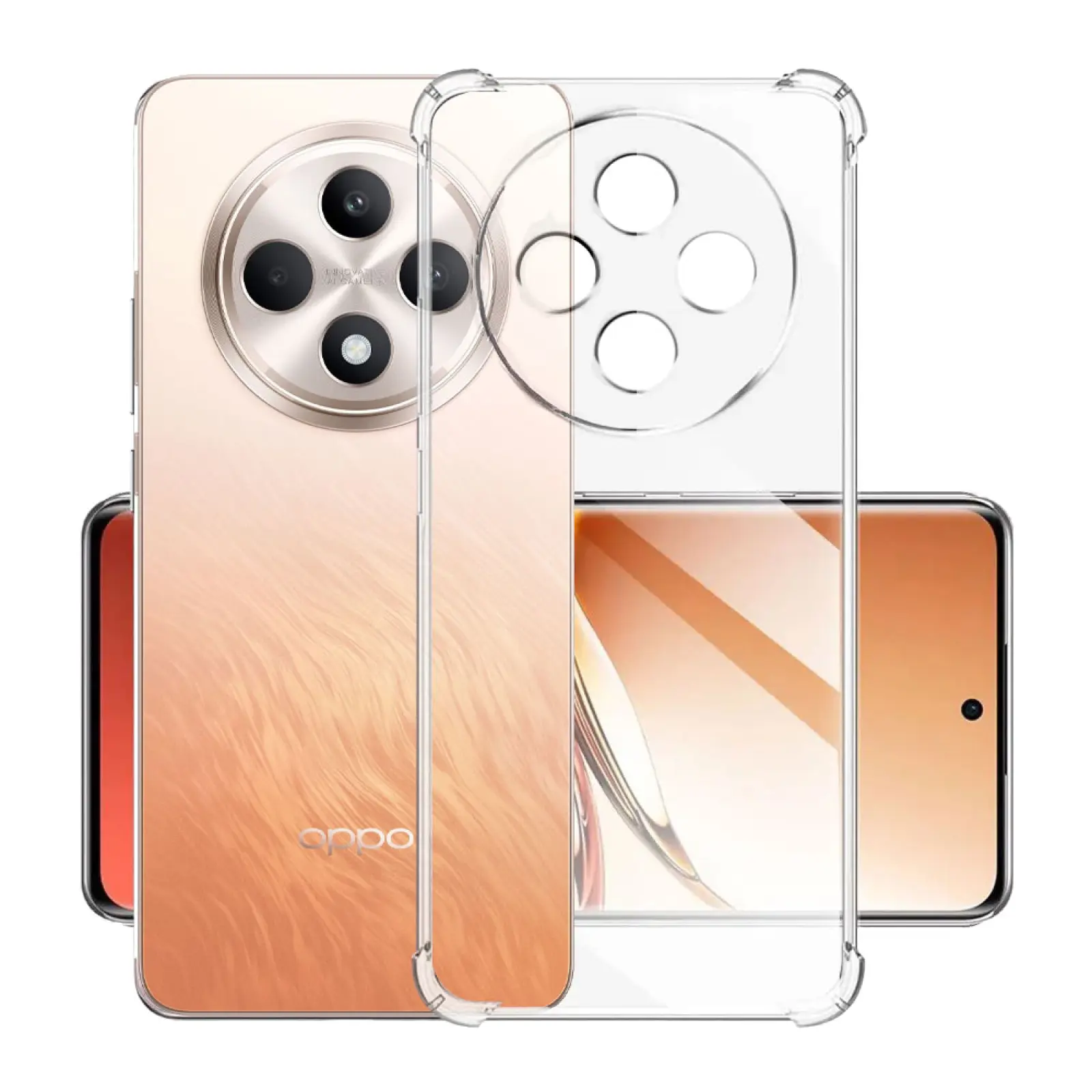 TPU чехол GETMAN Ease logo усиленные углы Full Camera для Oppo Reno 12 F 4G/5G, Бесцветный (прозрачный), TPU, купить оптом с доставкой