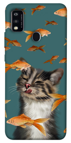 Чохол itsPrint Cat with fish для ZTE Blade A51