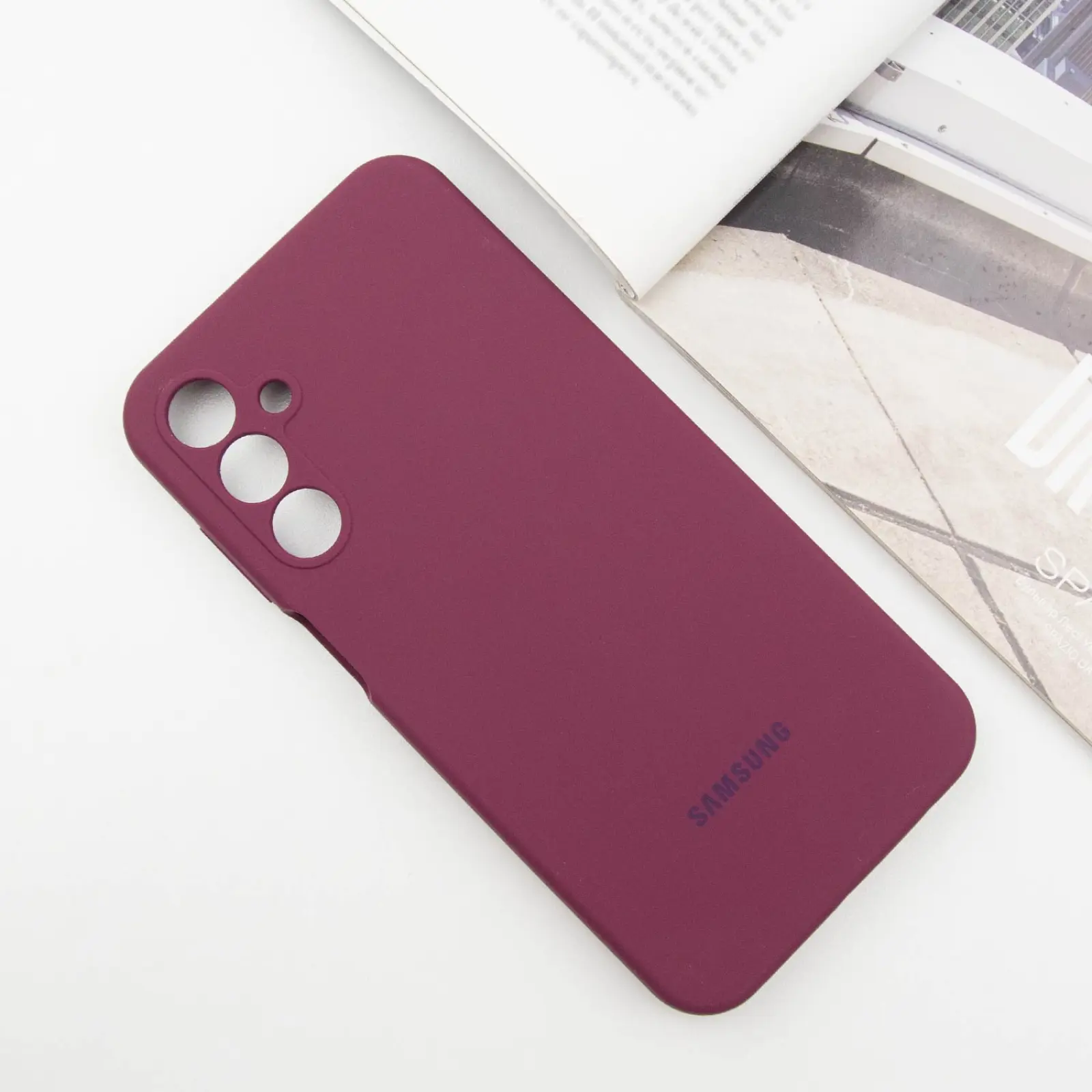 Чехол Silicone Cover Lakshmi Full Camera (AAA) with Logo для Samsung Galaxy A14 4G/5G, Бордовый / Plum 1, Силикон, купить оптом с доставкой