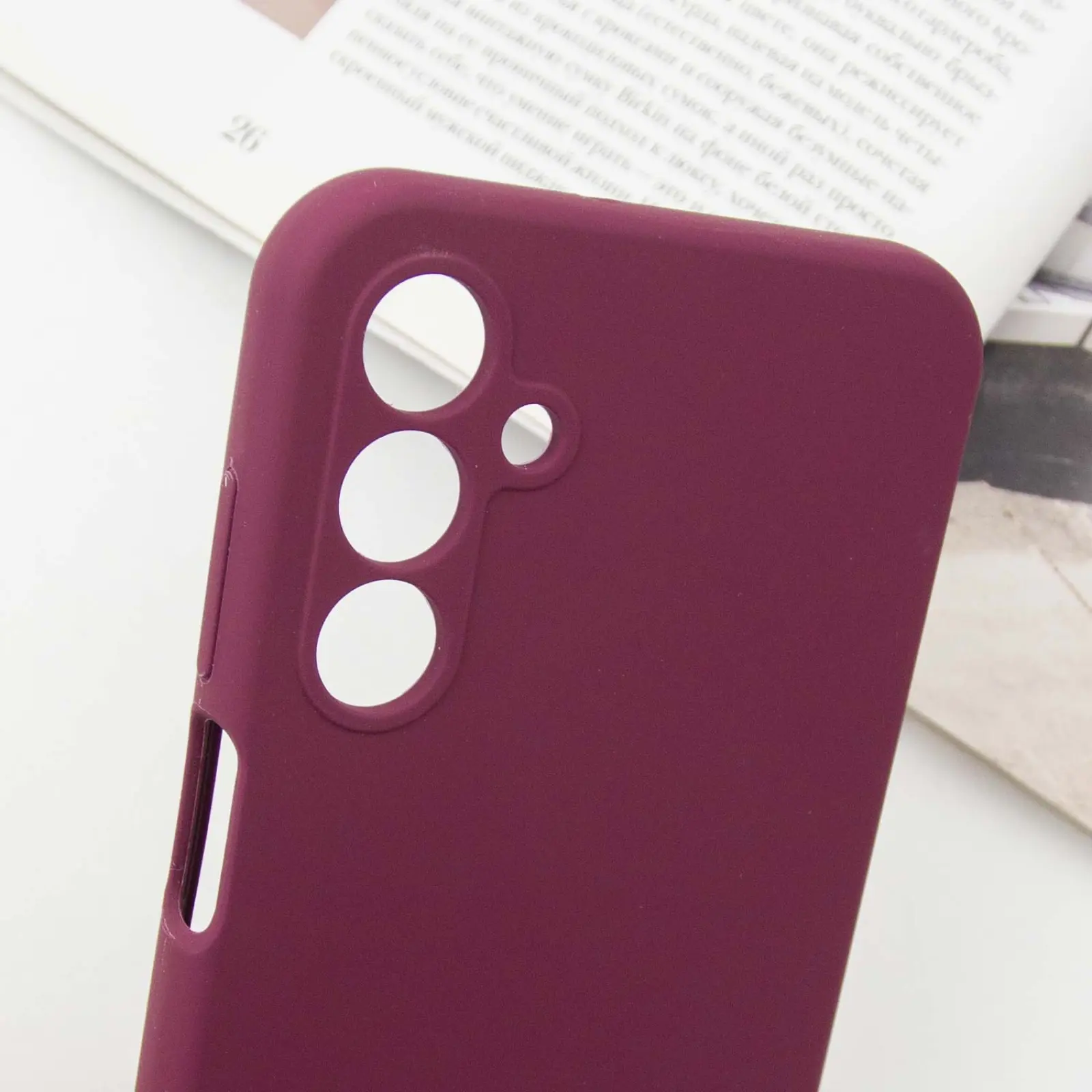 Чехол Silicone Cover Lakshmi Full Camera (AAA) with Logo для Samsung Galaxy A14 4G/5G, Бордовый / Plum 4, Силикон, купить оптом с доставкой