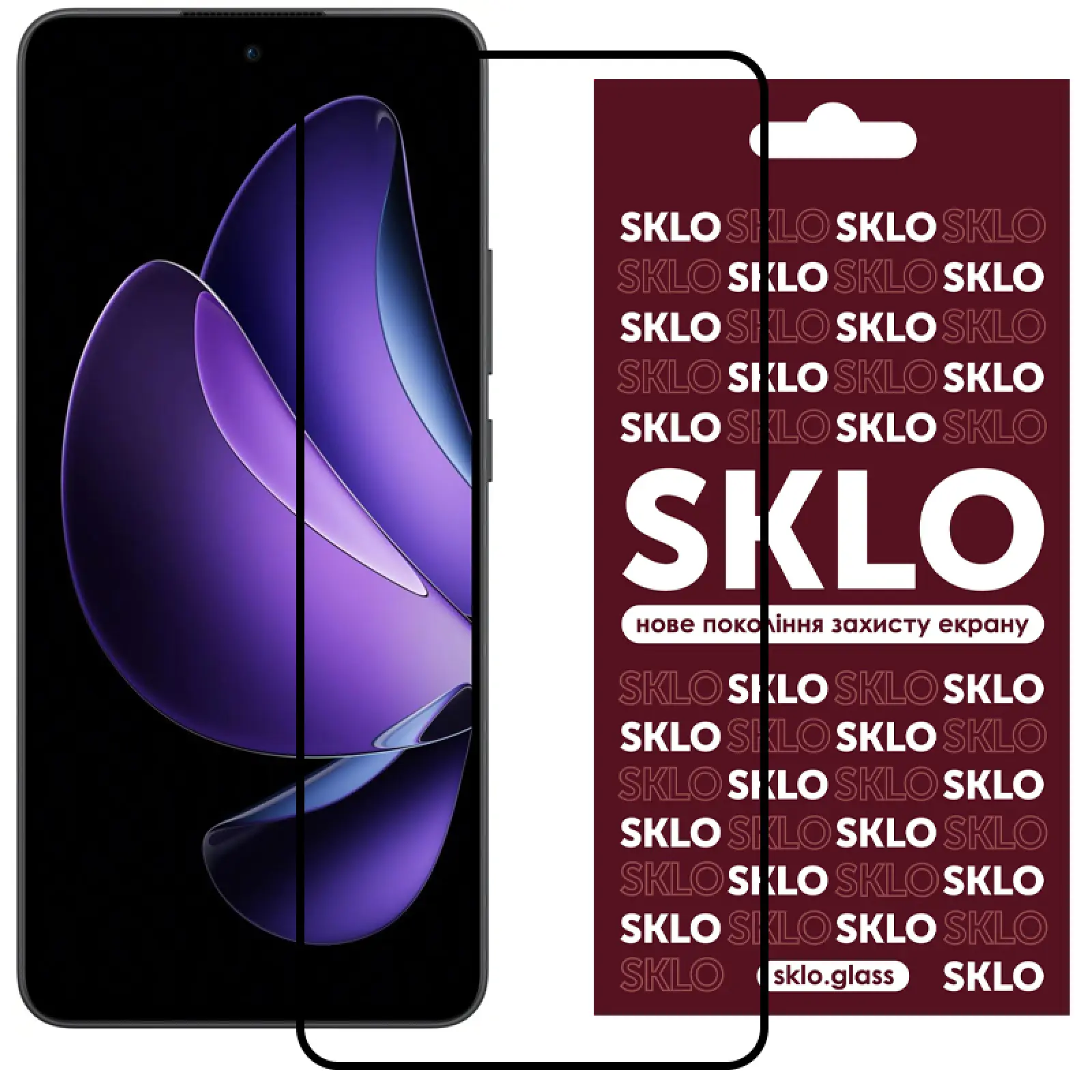 Защитное стекло SKLO 3D для Oppo Reno 13 FS 5G / 13 F 4G/5G, Черный, Закаленное стекло, купить оптом с доставкой