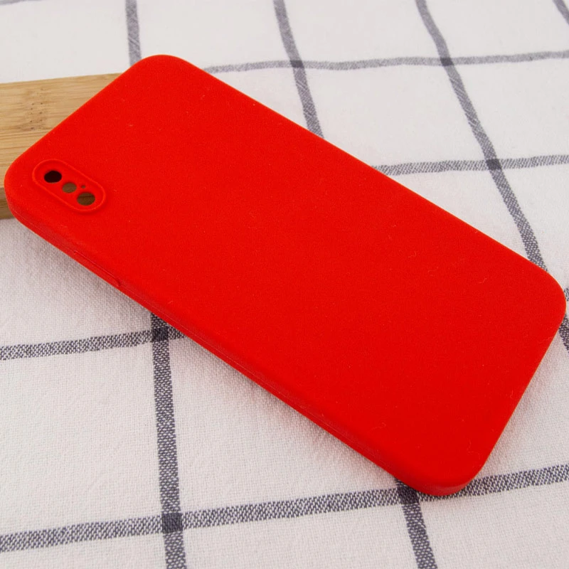 Чехол Silk Square Full Camera Protective (AA) NO LOGO для Apple iPhone XS Max (6.5"), Красный / Red 1, Силикон, купить оптом с доставкой