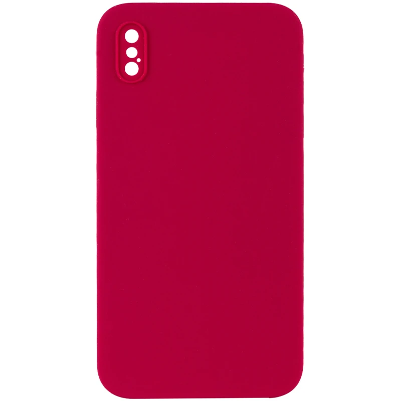 Чехол Silk Square Full Camera Protective (AA) NO LOGO для Apple iPhone XS Max (6.5"), Красный / Rose Red, Силикон, купить оптом с доставкой