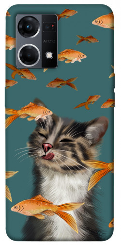 Чохол itsPrint Cat with fish для Oppo Reno 7 4G