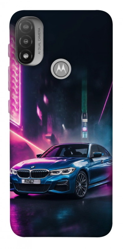 Чехол itsPrint Неоновое BMW для Motorola Moto E20, авто, купить оптом с доставкой