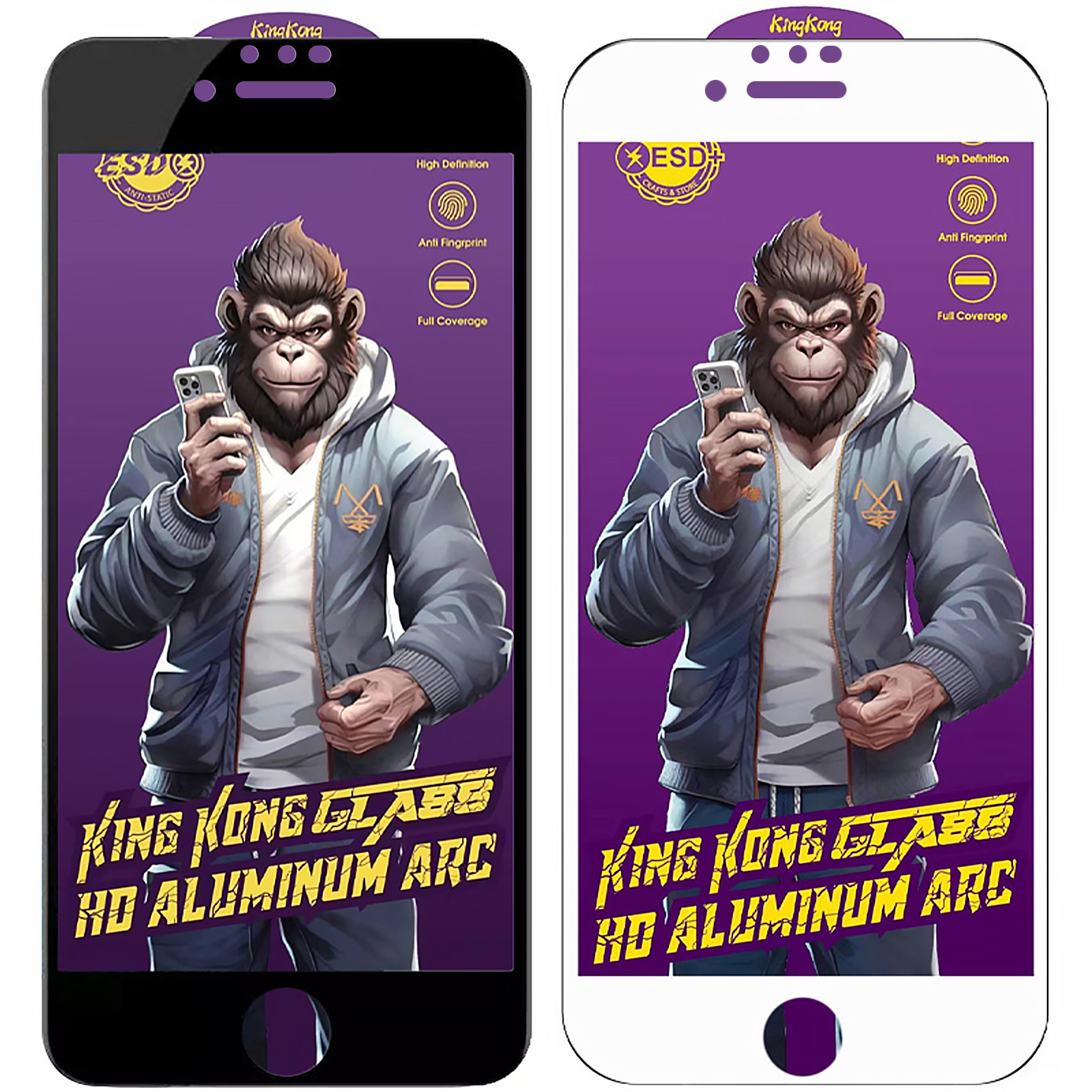 Захисне скло 5D Anti-static Purple (тех.пак) для Apple iPhone 7 / 8 / SE (2020) (4.7"), Загартоване скло, купити оптом з доставкою