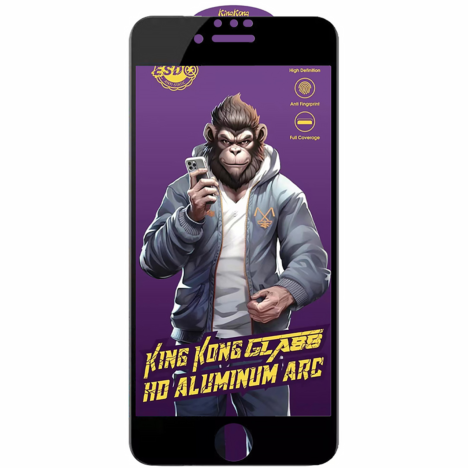 Захисне скло 5D Anti-static Purple (тех.пак) для Apple iPhone 7 / 8 / SE (2020) (4.7"), Чорний, Загартоване скло, купити оптом з доставкою