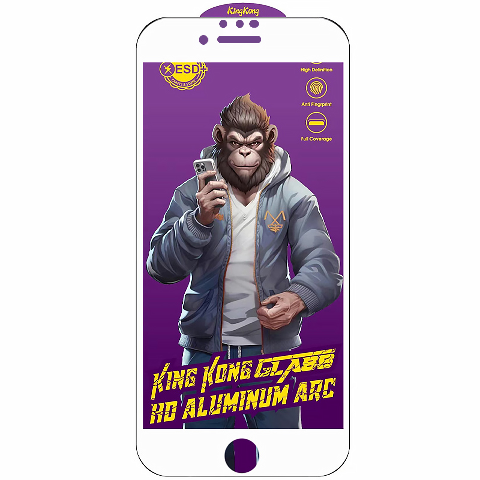 Захисне скло 5D Anti-static Purple (тех.пак) для Apple iPhone 7 / 8 / SE (2020) (4.7"), Білий, Загартоване скло, купити оптом з доставкою