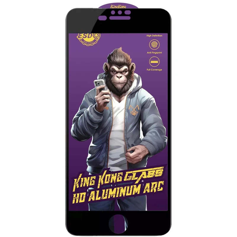 Защитное стекло 5D Anti-static Purple (тех.пак) для Apple iPhone 7 plus / 8 plus (5.5"), Черный, Закаленное стекло, купить оптом с доставкой