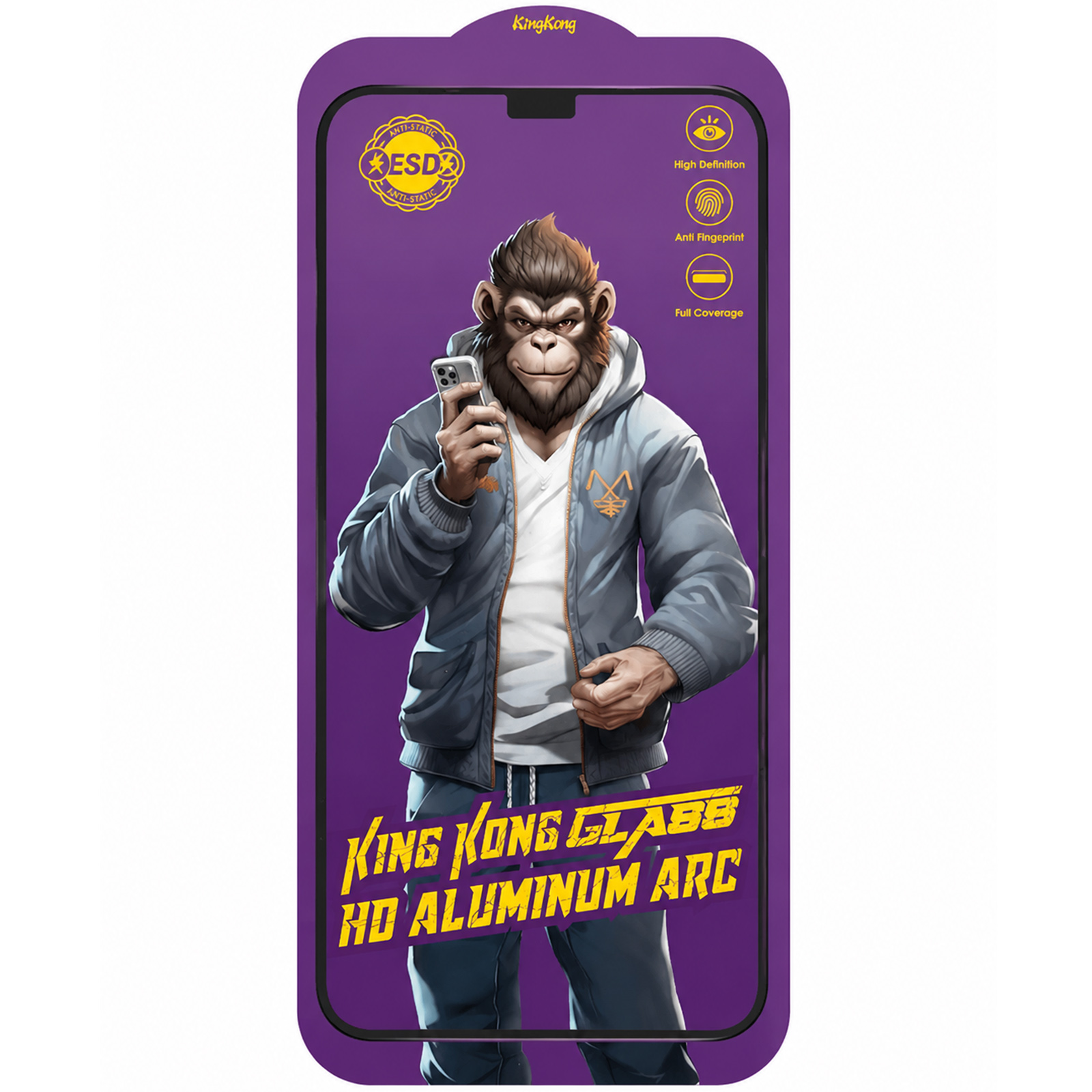 Захисне скло 5D Anti-static Purple (тех.пак) для Apple iPhone 11 Pro / X / XS (5.8"), Чорний, Загартоване скло, купити оптом з доставкою