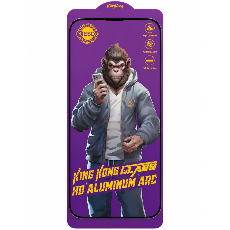 Захисне скло 5D Anti-static Purple (тех.пак) для Apple iPhone 15 / 16 (6.1"), Загартоване скло, купити оптом з доставкою