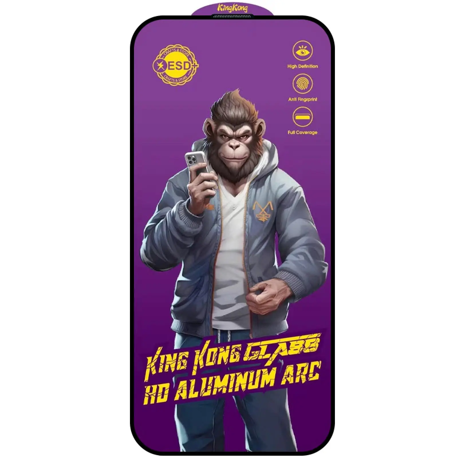 Защитное стекло 5D Anti-static Purple (тех.пак) для Apple iPhone 16 Pro (6.3"), Черный, Закаленное стекло, купить оптом с доставкой