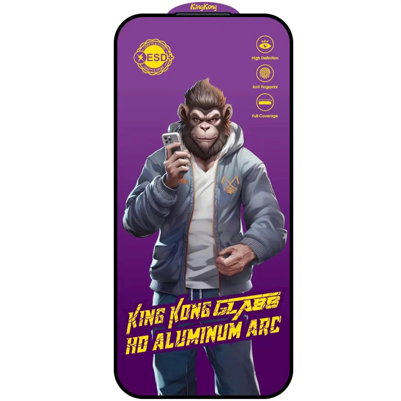 Захисне скло 5D Anti-static Purple (тех.пак) для Apple iPhone 17 Pro Max (6.9"), Чорний, Загартоване скло, купити оптом з доставкою