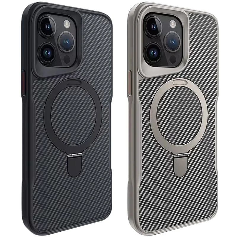 TPU+PC чехол Metal Buttons with MagSafe Carbon Ring для Apple iPhone 15 Pro Max (6.7"), TPU+PC, купить оптом с доставкой