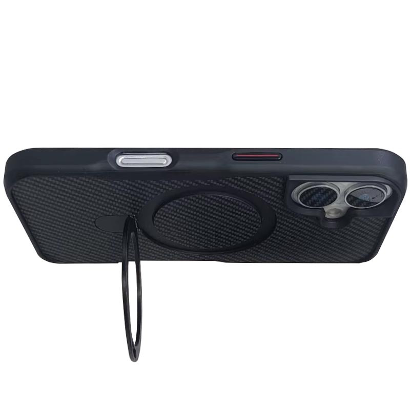 Чехол Metal Buttons with MagSafe Carbon Ring для Apple iPhone 16 (6.1) | С кольцом-подставкой на картинке №2