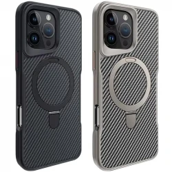 TPU+PC чохол Metal Buttons with MagSafe Carbon Ring для Apple iPhone 16 Pro (6.3")