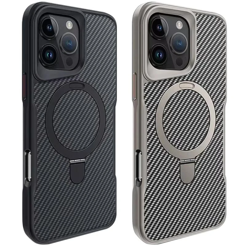 TPU+PC чохол Metal Buttons with MagSafe Carbon Ring для Apple iPhone 16 Pro Max (6.9"), TPU+PC, купити оптом з доставкою