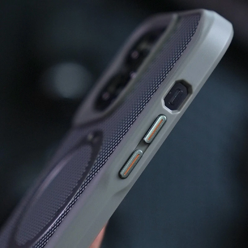 TPU+PC чохол Metal Buttons with MagSafe Carbon Ring для Apple iPhone 16 Pro Max (6.9"), Сірий 3, TPU+PC, купити оптом з доставкою