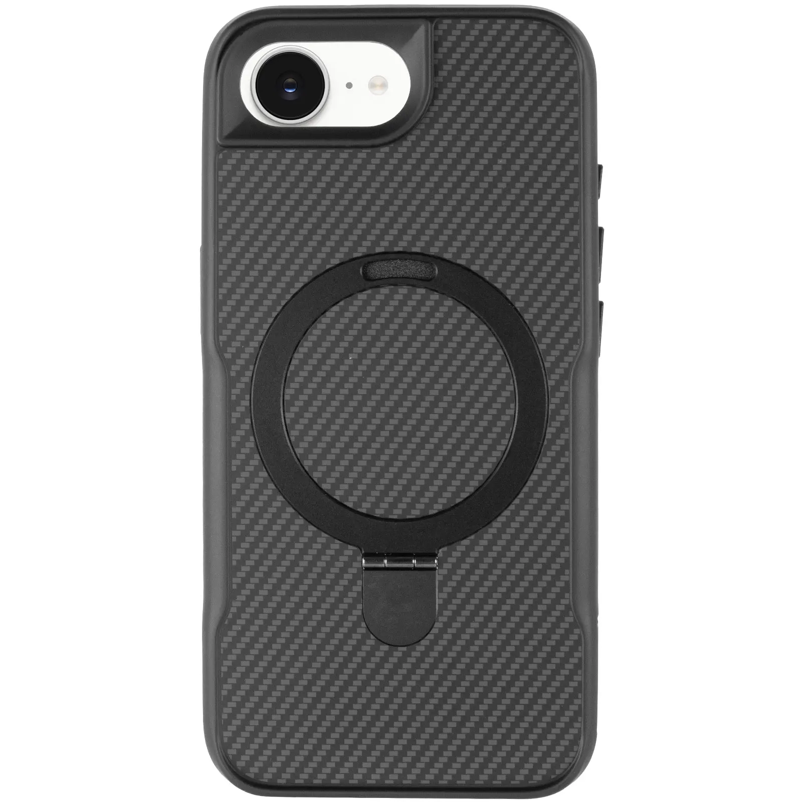 TPU+PC чехол Metal Buttons with MagSafe Carbon Ring для Apple iPhone 16e (6.1"), Черный 1, TPU+PC, купить оптом с доставкой