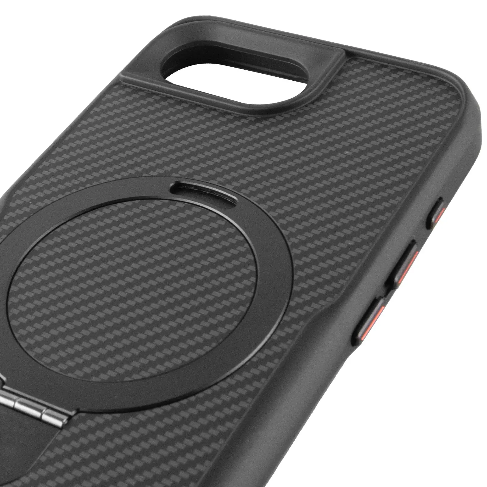 TPU+PC чехол Metal Buttons with MagSafe Carbon Ring для Apple iPhone 16e (6.1"), Черный 3, TPU+PC, купить оптом с доставкой