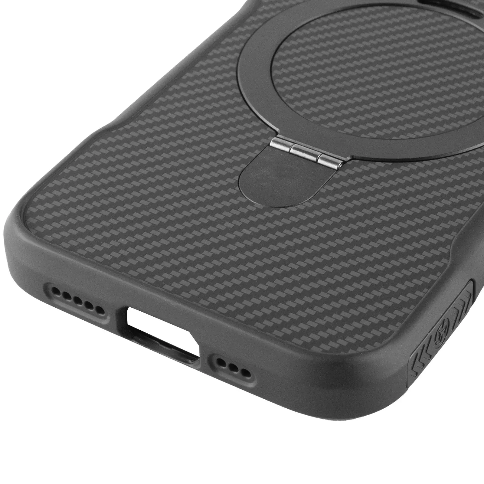 TPU+PC чехол Metal Buttons with MagSafe Carbon Ring для Apple iPhone 16e (6.1"), Черный 4, TPU+PC, купить оптом с доставкой